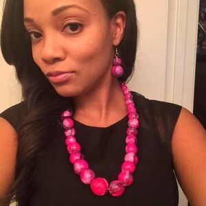 Pink & Purple marble earring and necklace set